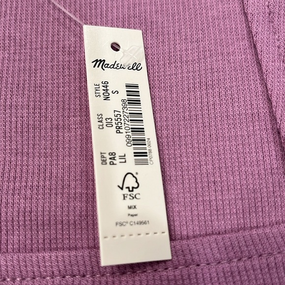 Madewell Lilac ANGLED-NECK LONG-SLEEVE TOP/NWT/Small - Picture 4 of 9